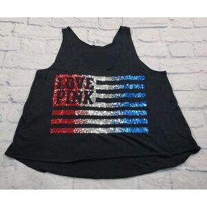 PINK Victorias Secret WOMENS L Sequin Black Casual Beach Summer Top